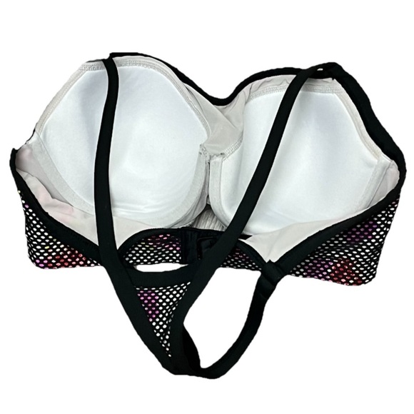 VSX Victoria’s Secret Sport Bra 34D Mesh Overlay Multicolor Padded Racerback - Picture 4 of 8